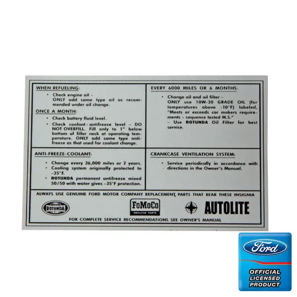 Service specification decal 65-66