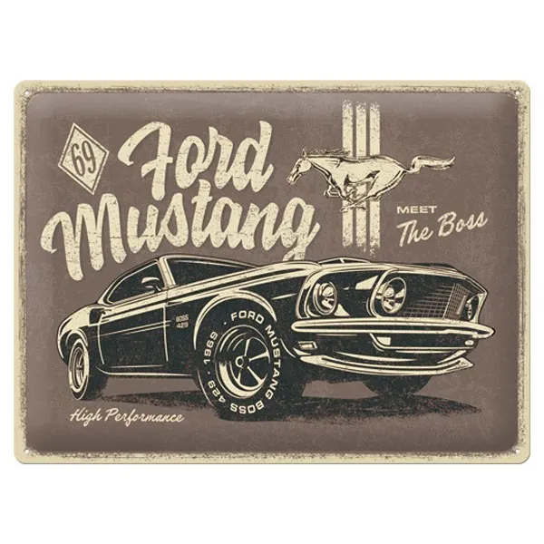 [NA23311] Tin Sign Mustang - The Boss 30x40cm
