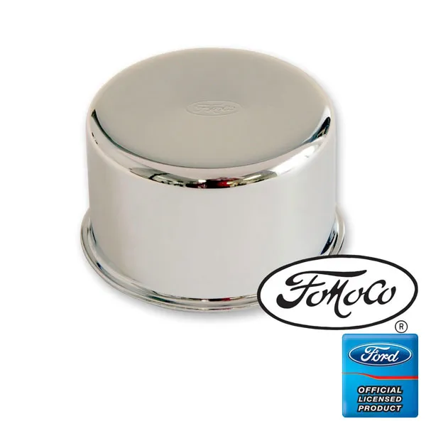 Oil cap chrome push on style w/FoMoCo logo 64-66